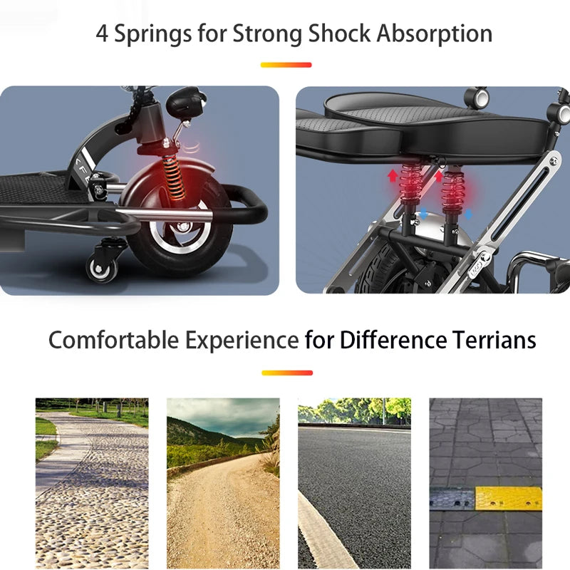 Long Distance Elderly Travel Foldable Portable Mobility Scooter for Seniors
