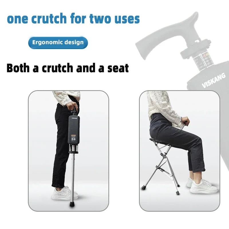 Aluminum Elderly Folding Walking Cane with Chair
