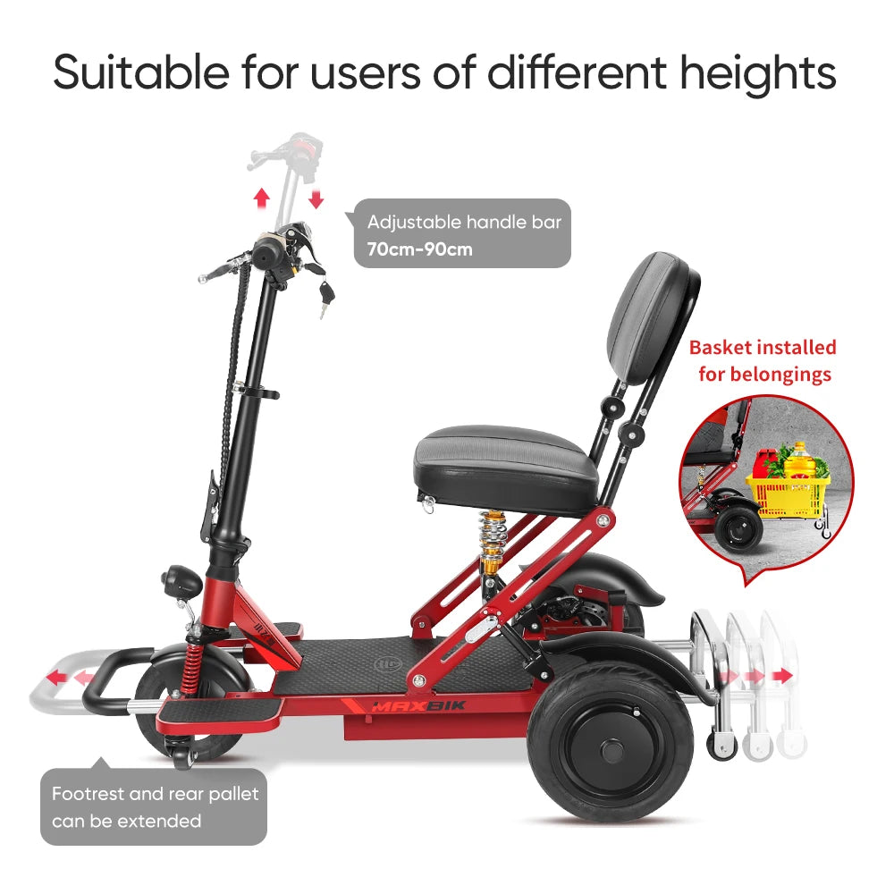 Long Distance Elderly Travel Foldable Portable Mobility Scooter for Seniors